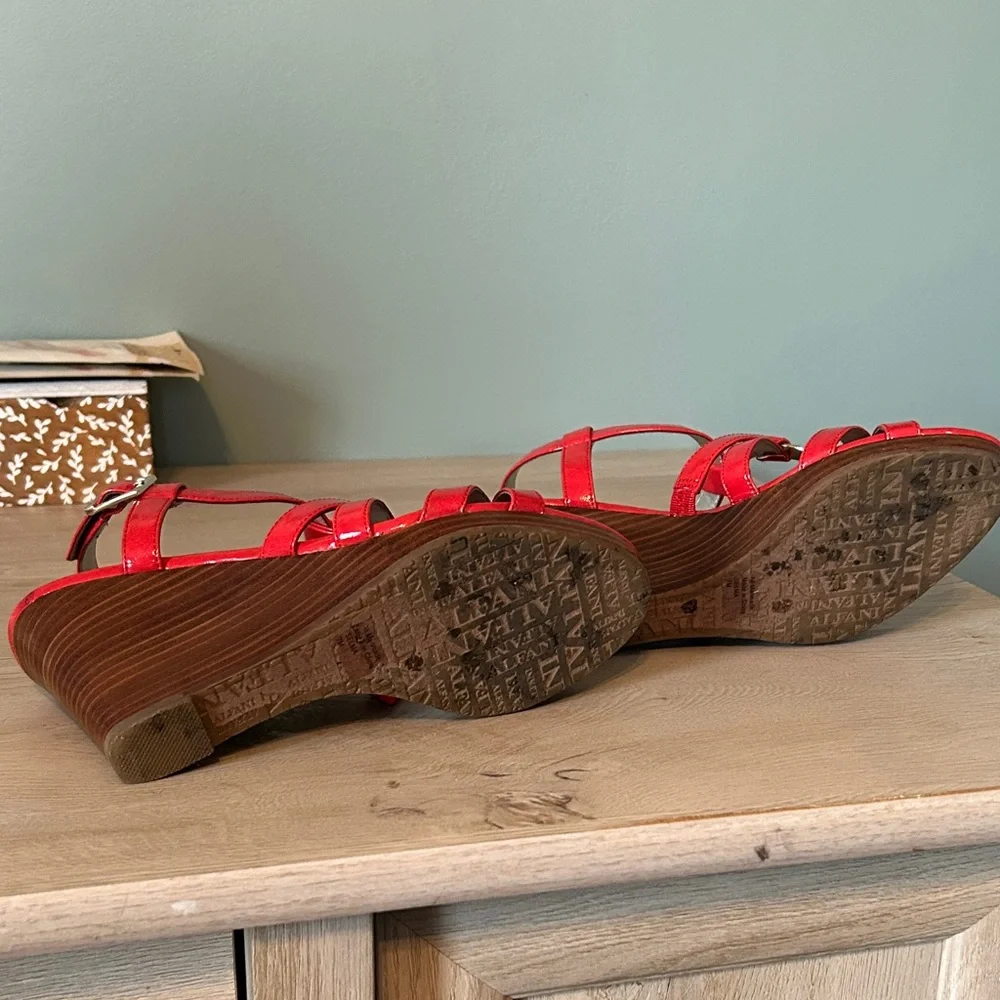 Alfani Vibrant Red and Gold Wedge Sandals - Picture 9 of 13